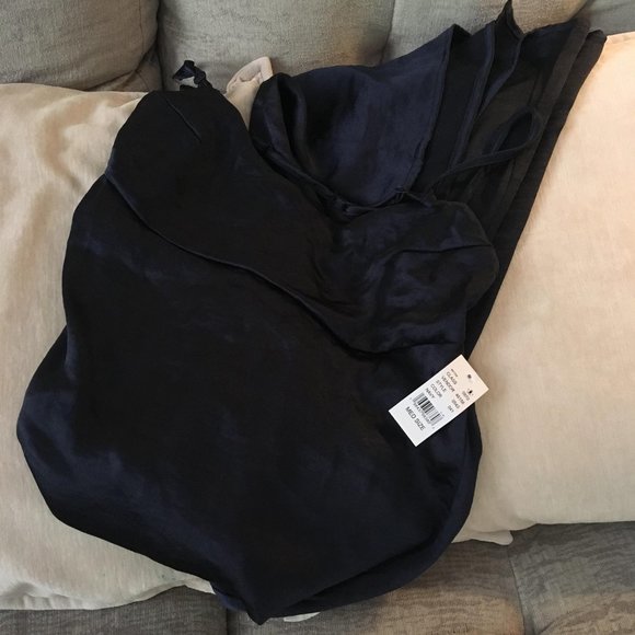 NWT Brand New - LA Hearts Bustier Satin Bustier Navy Midi Dress size Medium - Picture 2 of 6